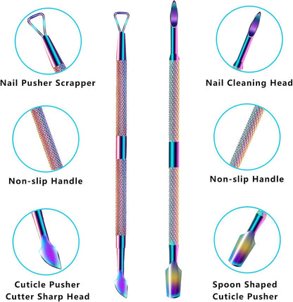 Cuticle Trimmer & Pusher – Professional Stainless Steel Manicure/Pedicure Tool for Nails