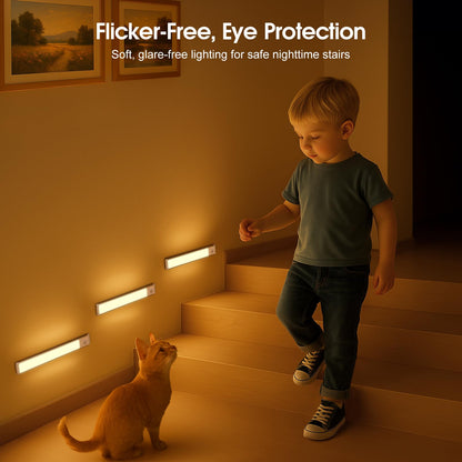 Chasesun 9.6” LED Motion Sensor Under Cabinet Lights – USB-C Rechargeable, 3-Tone Dimmable, Magnetic Mount, 5-Pack