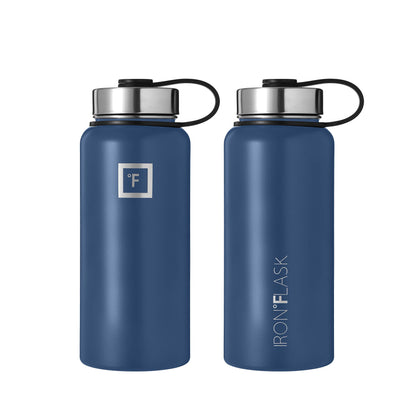 IRON °FLASK 32 oz Stainless Steel Water Bottle – Vacuum Insulated, Leak-Proof, BPA-Free, with 3 Lids (Straw Included)