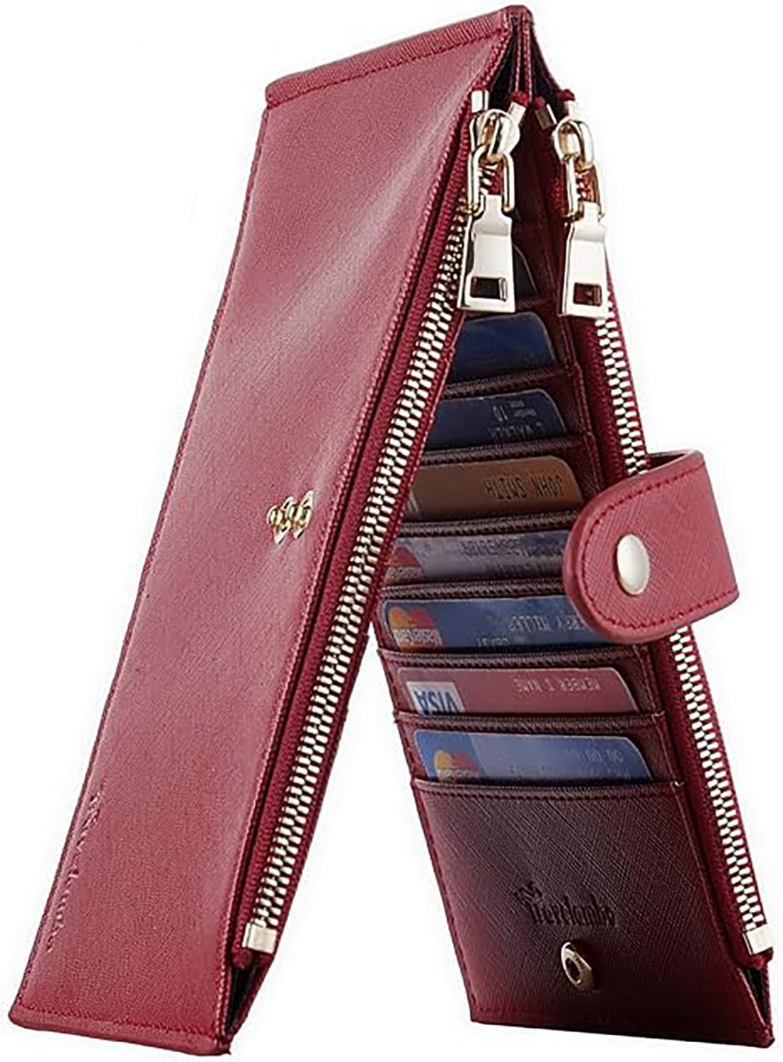 Travelambo RFID Wallet Women Large Size Bifold Multi Card Wallet Case with Zipper Pocke Credit Card Holder for Women