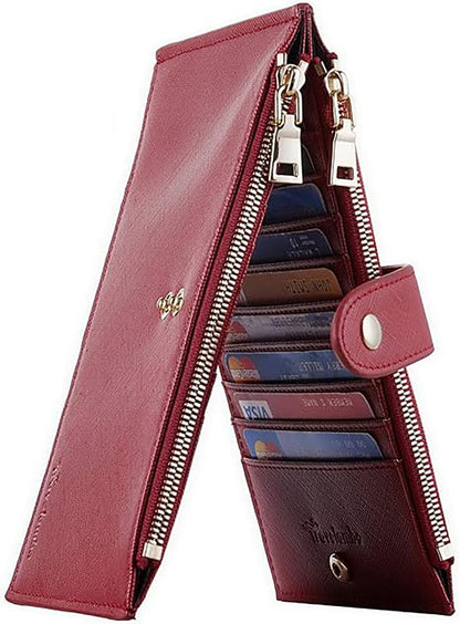 Travelambo RFID Wallet Women Large Size Bifold Multi Card Wallet Case with Zipper Pocke Credit Card Holder for Women