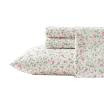 Laura Ashley - Sheet Set, Breathable Cotton Percale Bedding with Matching Pillowcases, Soft Home Decor