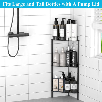 4 Tier Floor Standing Corner Shower Caddy Organizer Shelf with Hooks
