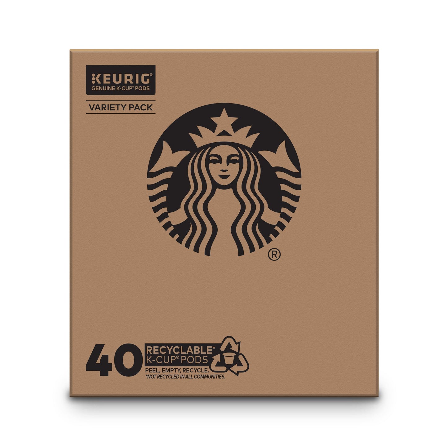 Capsules de café Starbucks K-Cup, pack de variétés de café naturellement aromatisé pour les cafetières Keurig, 100 % arabica, 1 boîte (40 capsules) 