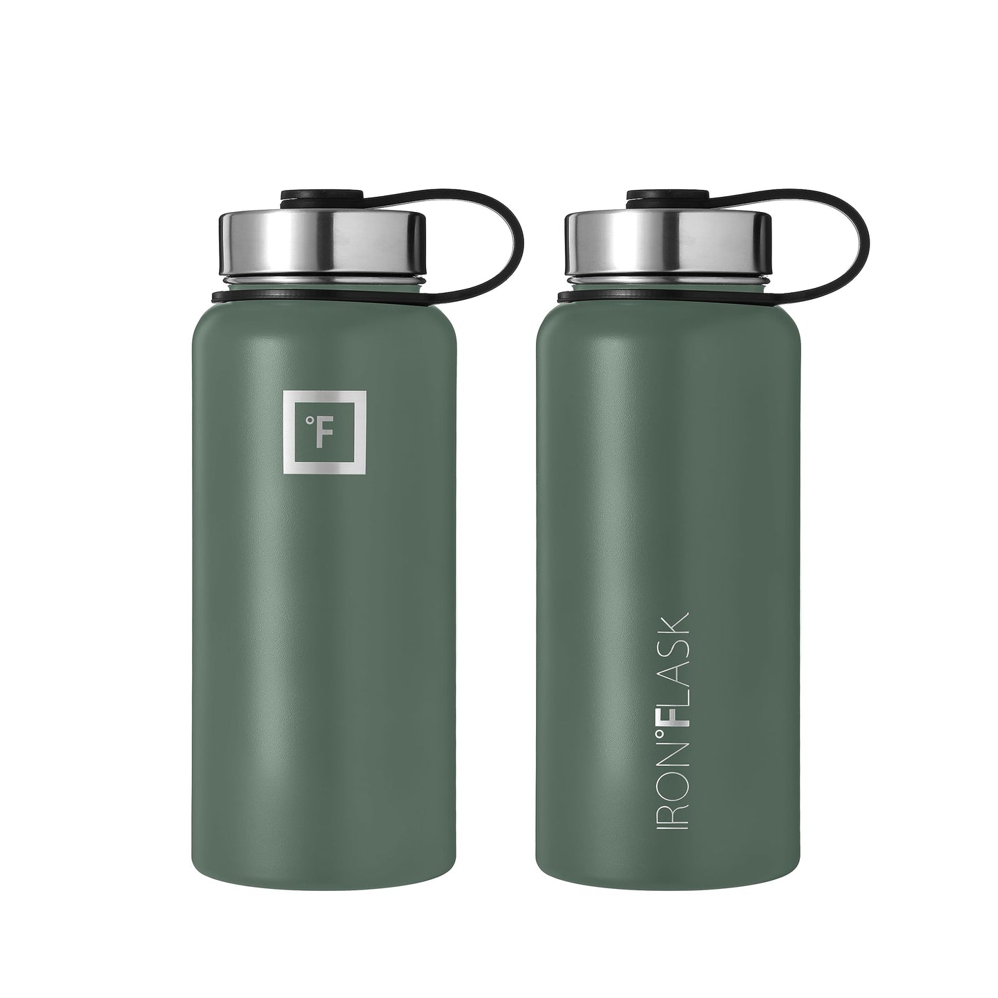 IRON °FLASK Camping & Hiking Hydration Flask with 3 Lids - Stainless Steel, Double Walled & Vacuum Insulated Water Bottle - Leak Proof & BPA Free (Dark Night, Straw - 32 oz)