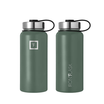 IRON °FLASK 32 oz Stainless Steel Water Bottle – Vacuum Insulated, Leak-Proof, BPA-Free, with 3 Lids (Straw Included)
