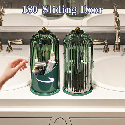 Multi-Use Bathroom Caddy, Dustproof Rotating Organizer with Cover