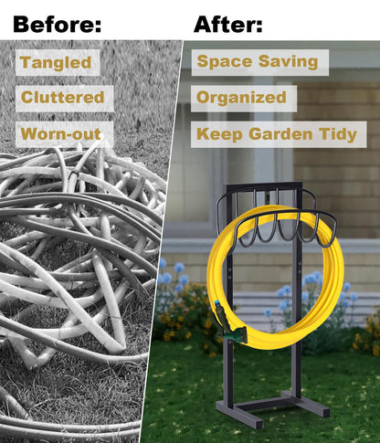 Freestanding Garden Hose Holder – Heavy Duty Metal Outdoor Hose Organizer