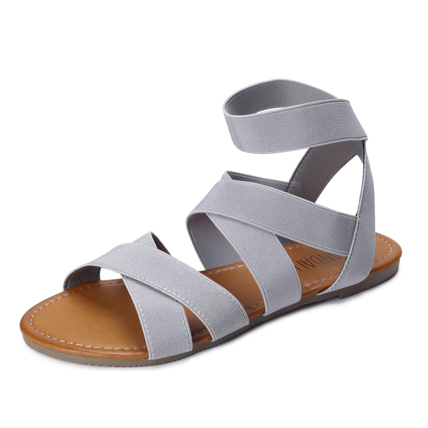 SANDALUP Elastic Ankle Strap Flat Sandals for Women