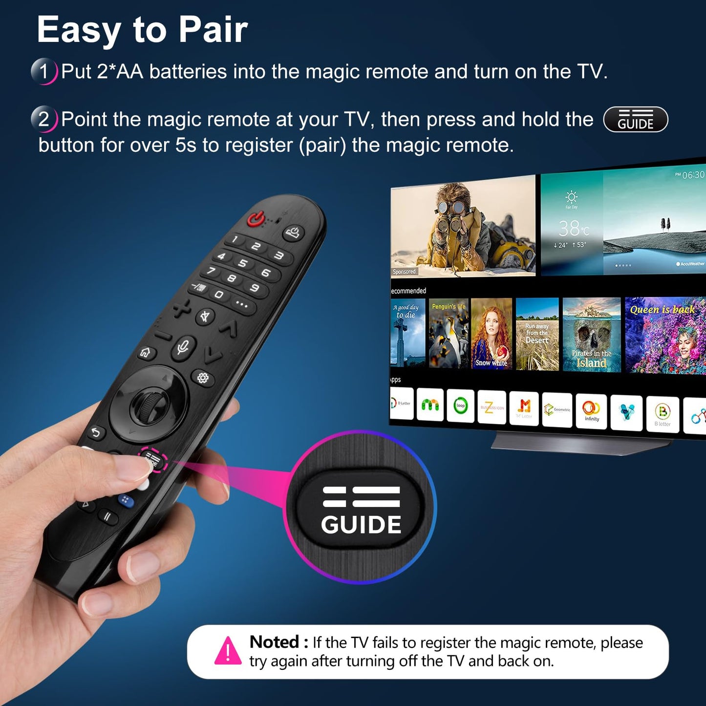 Universal Rechargeable Voice Remote for Samsung, LG & VIZIO Smart TVs