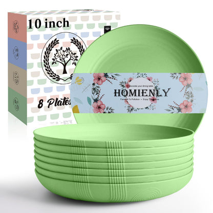Homienly Wheat Straw Dinner Plates – Unbreakable set of 8