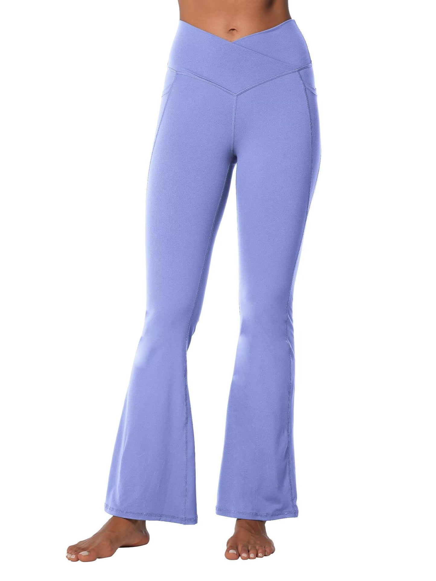 Legging évasé Sunzel pour femme avec poches, pantalon de yoga croisé avec contrôle du ventre, taille haute et jambe large