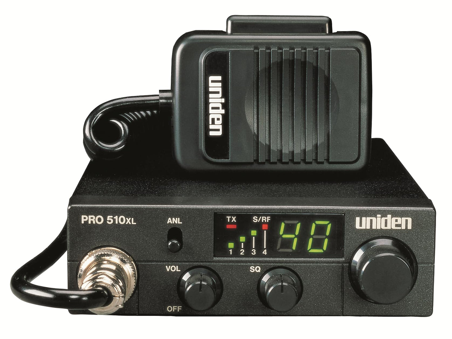 Uniden PRO505XL 40-Channel CB Radio. Pro-Series, Compact Design. Public Address (PA) Function. Instant Emergency Channel 9, External Speaker Jack, Large Easy to Read Display. - Black