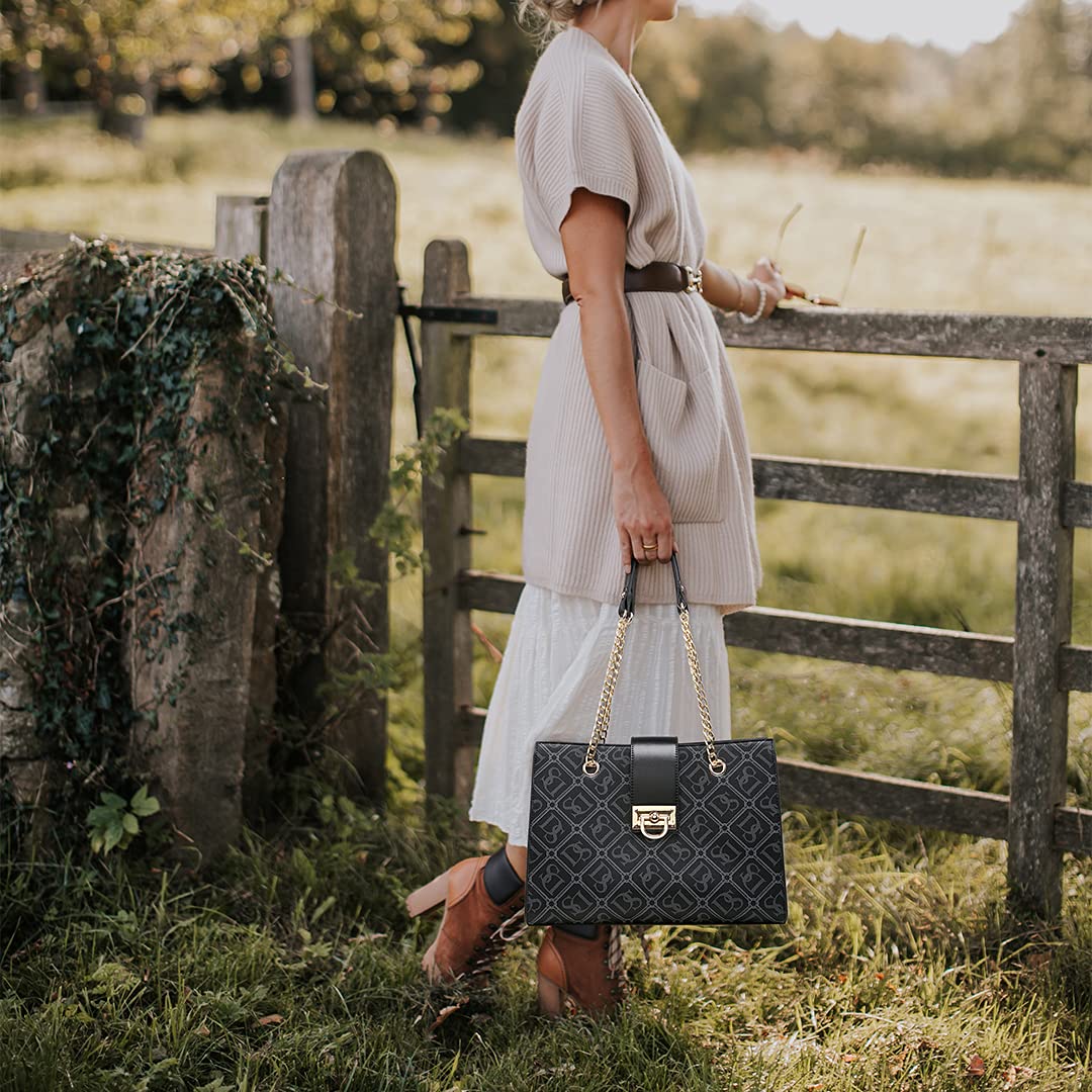 Dasein Sac à main en cuir pour femme Sac fourre-tout Sac à bandoulière Sac à main à poignée supérieure Sac à bandoulière avec pochette assortie