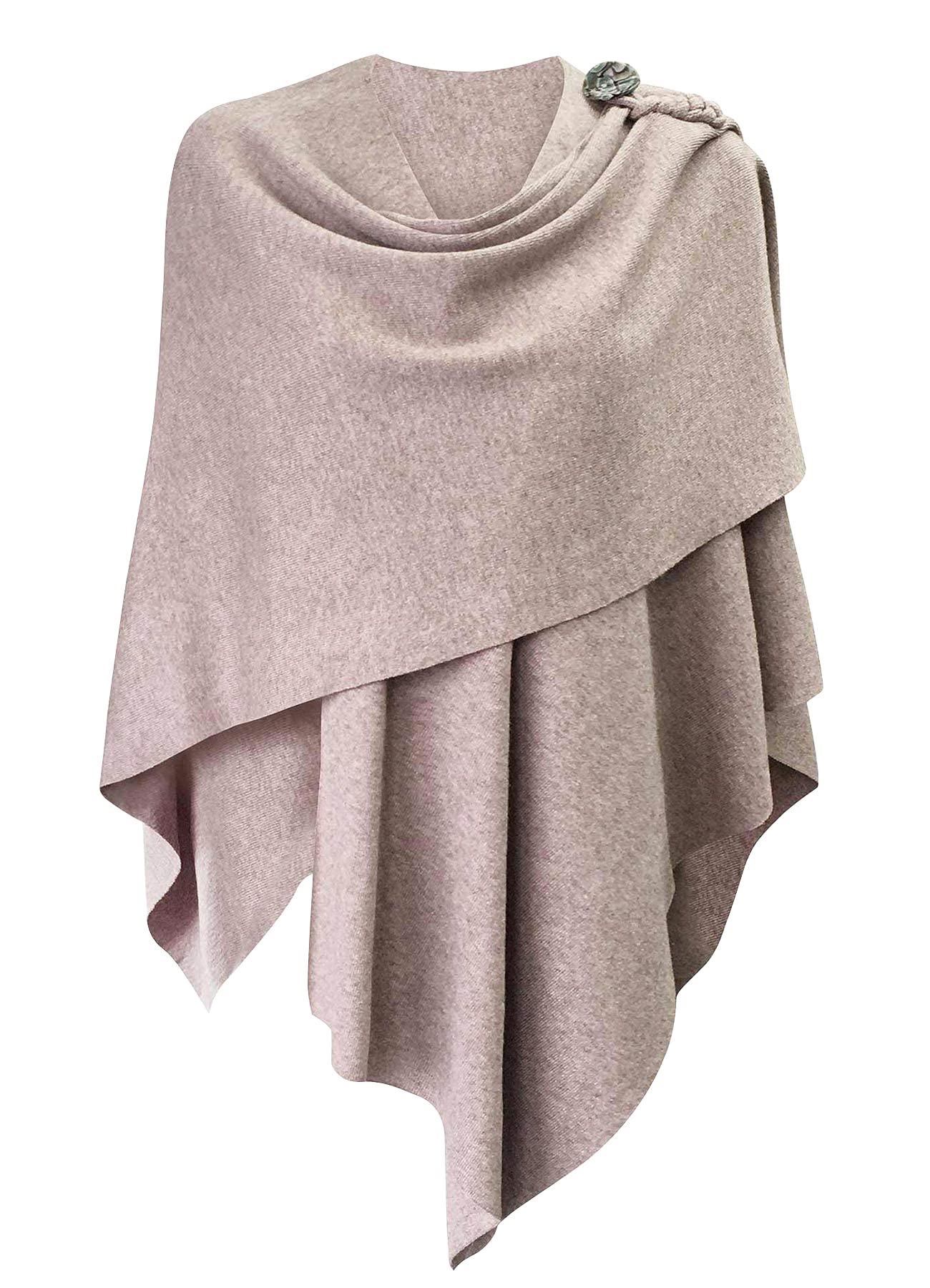 PULI Femmes Grand Poncho Croisé Sur Le Devant Pull Enveloppant Topper Tricoté Élégant Châles Cape pour l'Automne Hiver