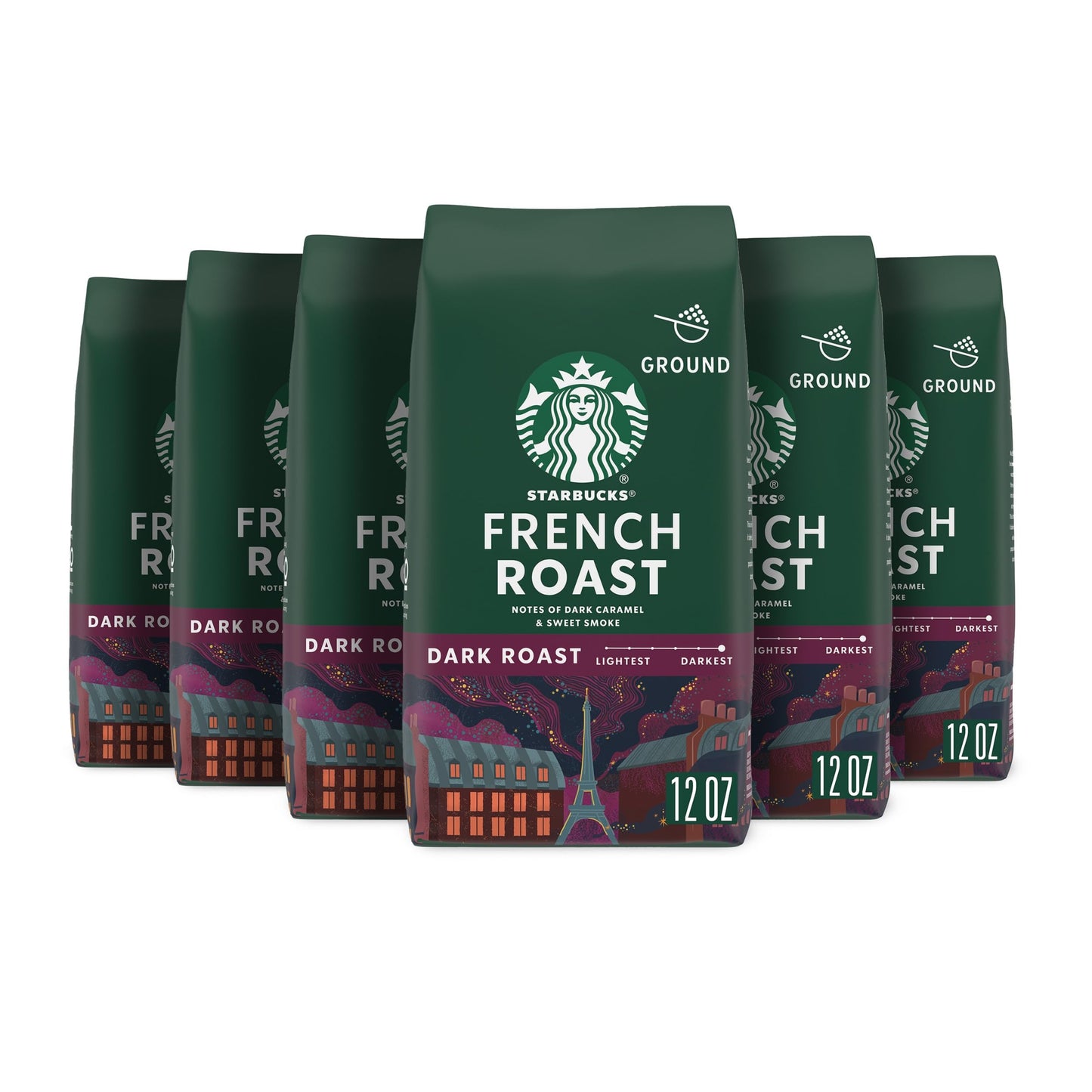 Café moulu Starbucks, café torréfié foncé, torréfaction française, 100 % arabica, 1 sac (28 oz) 