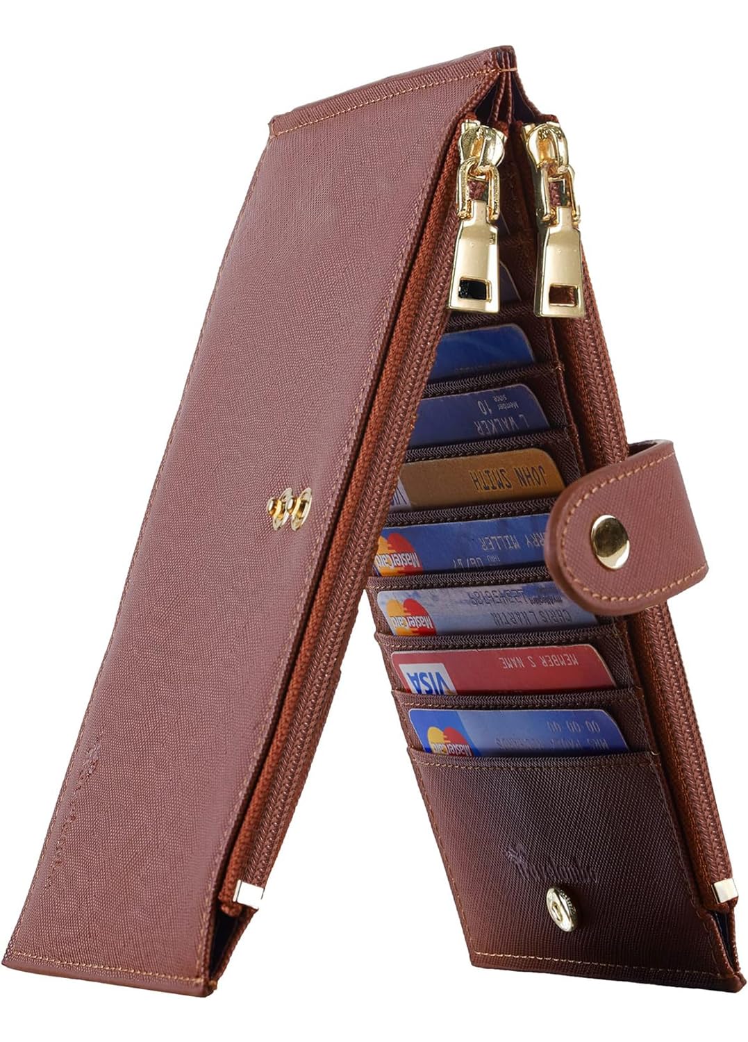 Travelambo RFID Wallet Women Large Size Bifold Multi Card Wallet Case with Zipper Pocke Credit Card Holder for Women