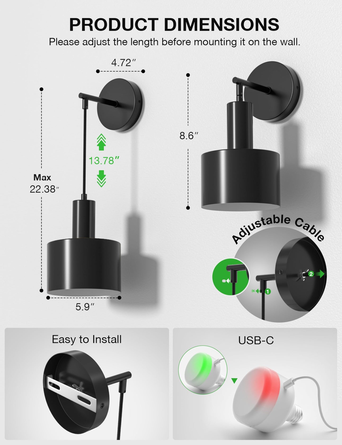 Rechargeable Battery Wall Sconce – 9-Color Dimmable Wireless Light