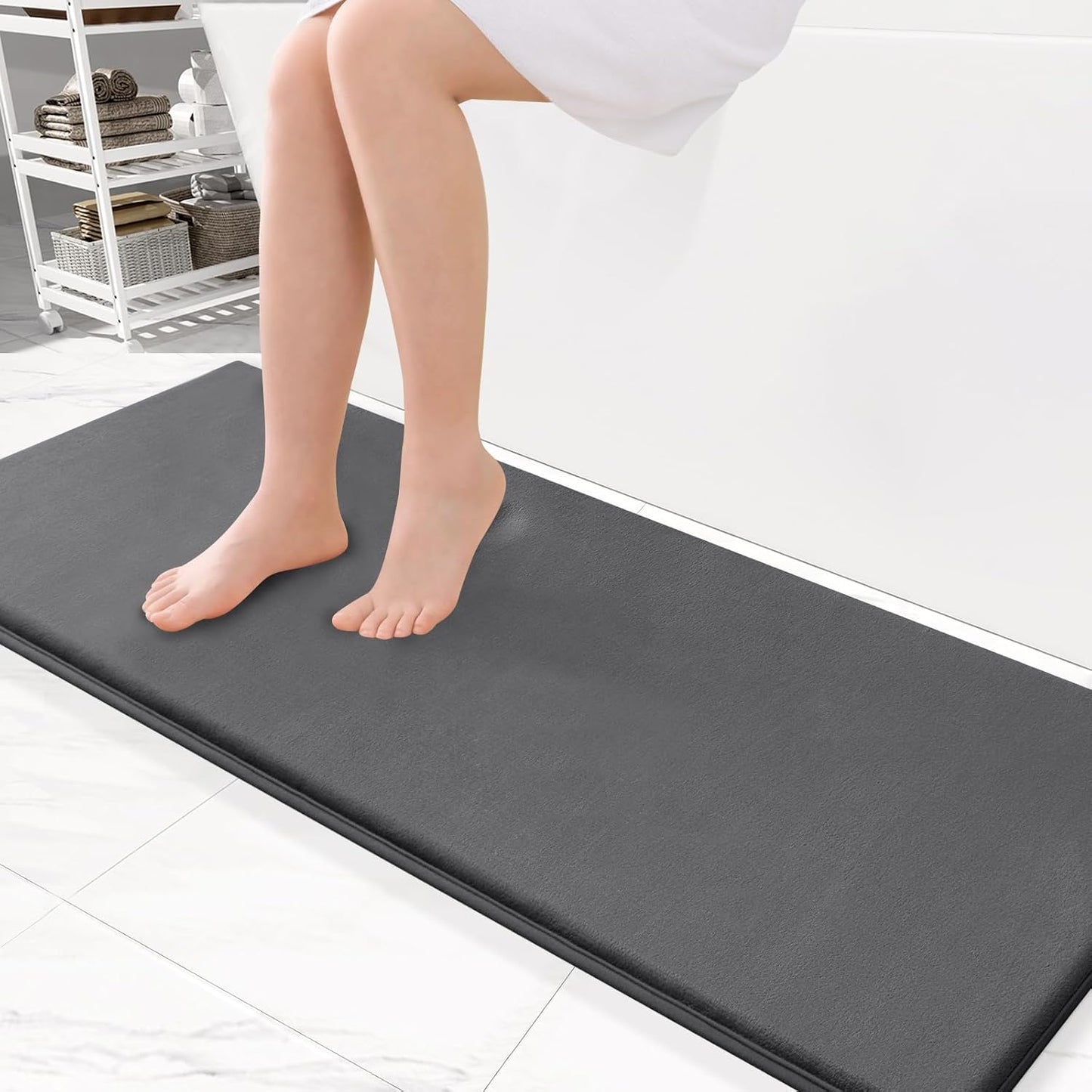 Smiry Memory Foam Bath Mat – Ultra Soft, Absorbent, Non-Slip Rug for Bathroom