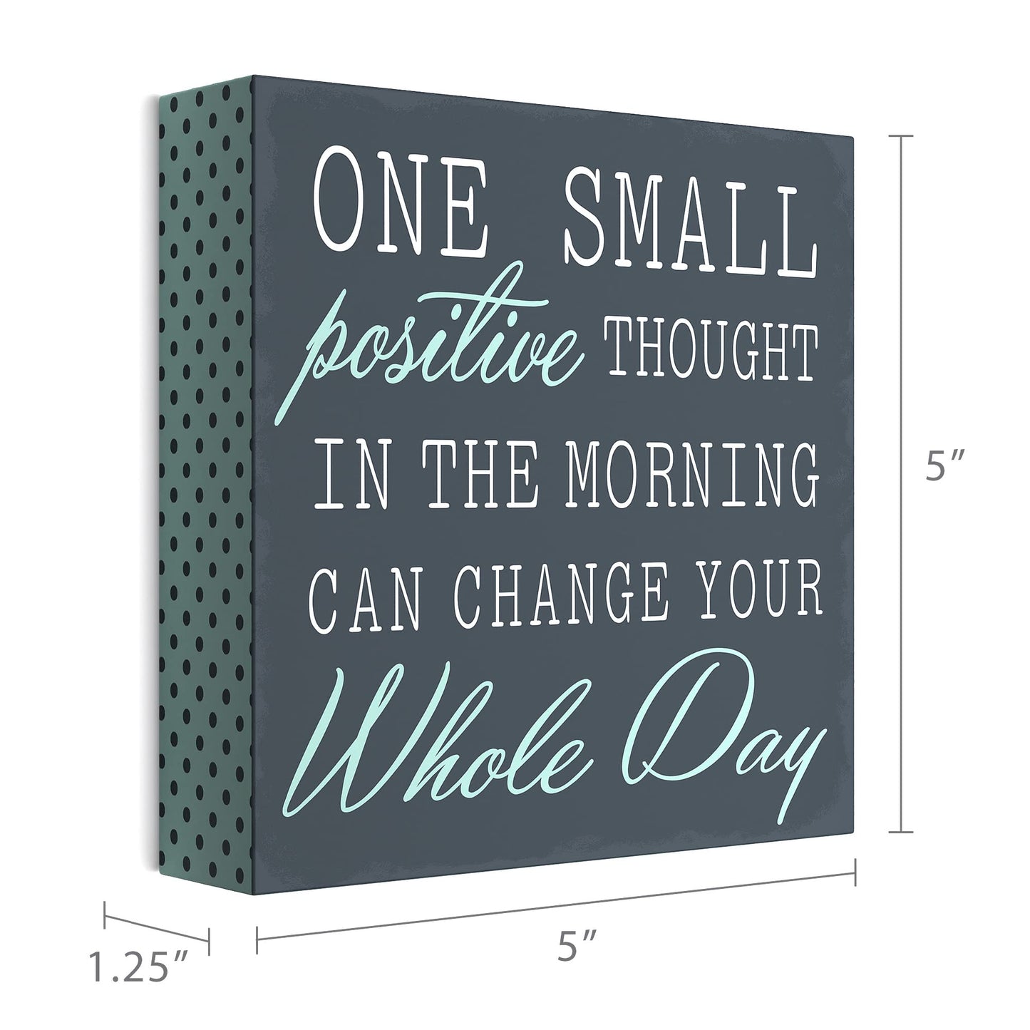 Barnyard Designs Wooden Box Sign Motivational Desk Decor, Inspirational Office Desk Decorations for Women Office Bathroom Shelf Décor (Positive Thought)