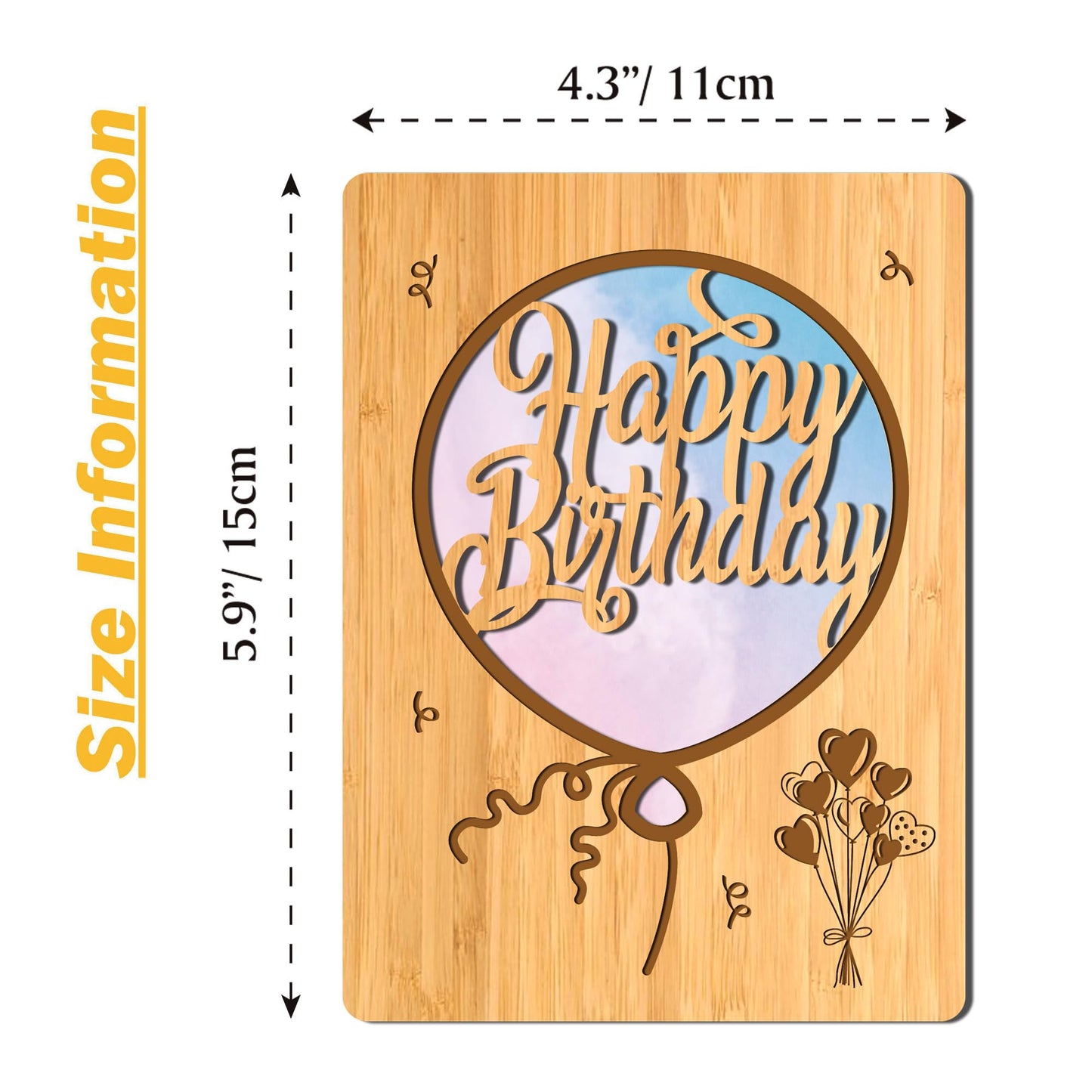 Cartes de vœux en bois de bambou faites à la main avec des cœurs Amour pour femme mari petite amie elle lui amis anniversaire mariage utilisation durable 