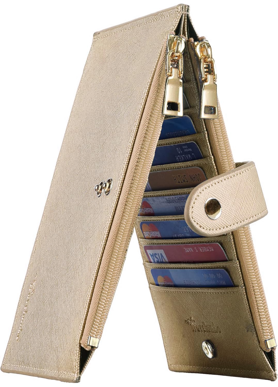 Travelambo RFID Wallet Women Large Size Bifold Multi Card Wallet Case with Zipper Pocke Credit Card Holder for Women