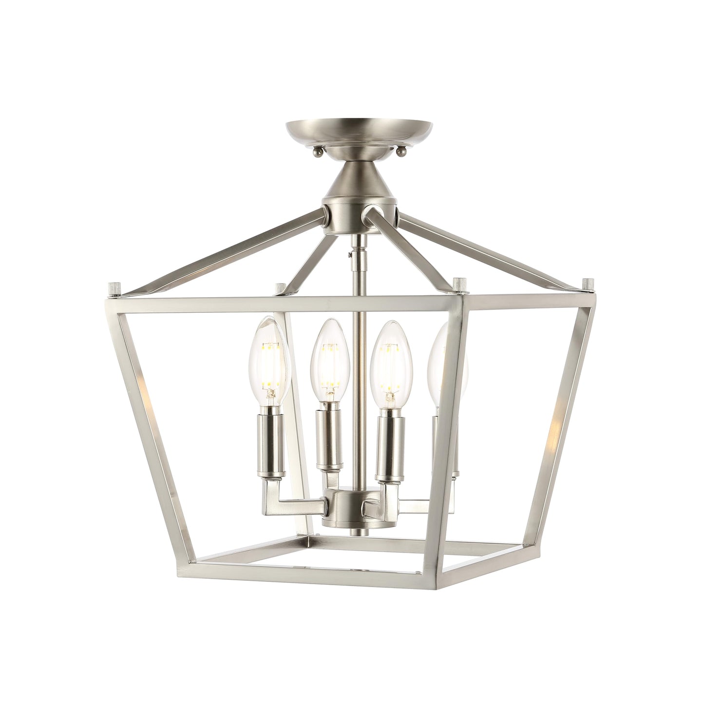 JONATHAN Y JYL7610A Plains Mini Lantern 12" 4-Light Iron Modern Farmhouse LED Flush Mount, Rustic, Industrial, Dimmable, 2700K Cozy Warm Light Kitchen, Hallway, Bathroom, Stairwell, Oil Rubbed Bronze