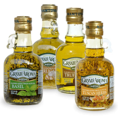 Mantova Infused Olive Oil Gift Set – 4 Flavor Variety, Cold-Pressed EVOO