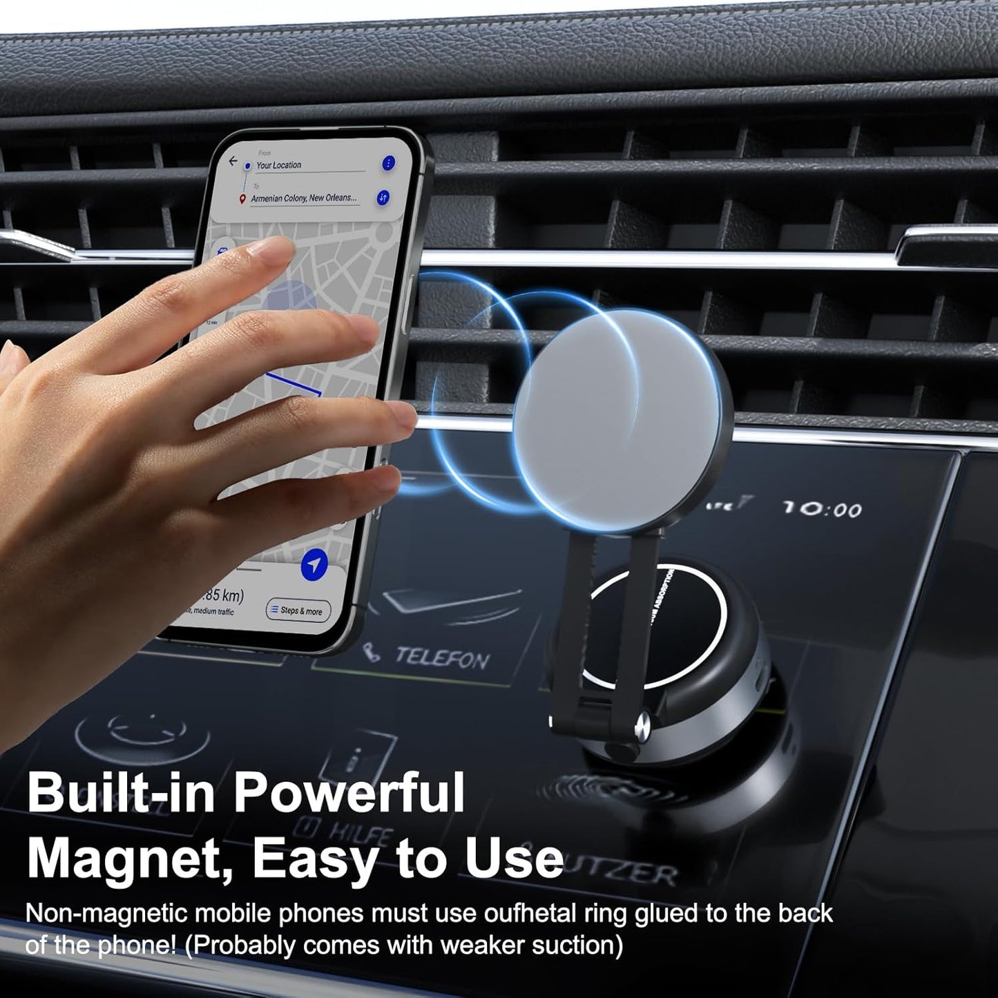 Electric Vacuum Magnetic Phone Holder,Adjustable and Foldable Magnetic Car Phone Holder for Smooth Surfaces,Compatible with Magsafe iPhone16/15/14/13/12, Silver