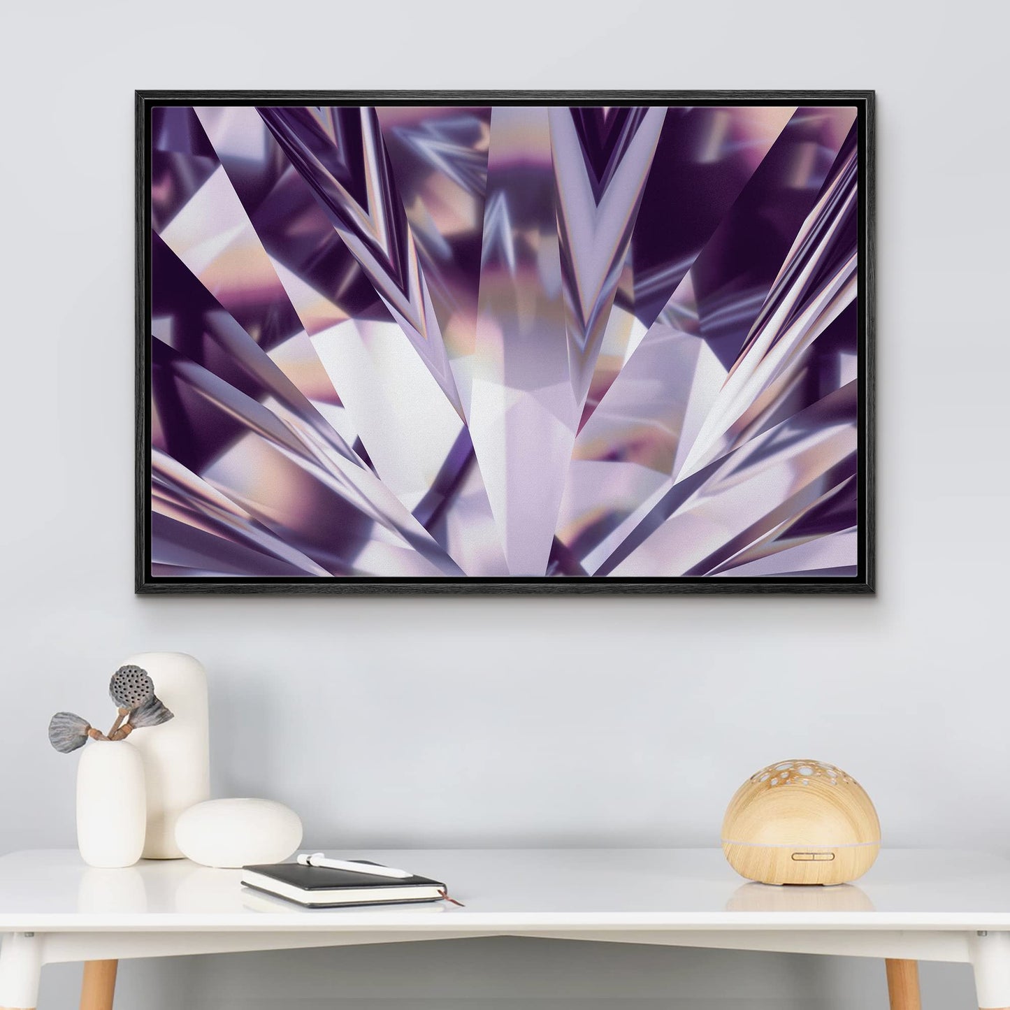 wall26 Framed Canvas Print Wall Art Purple, Gold and Teal Marble Landscape Abstract Shapes Illustrations Modern Chic Colorful Multicolor Ultra for Living Room, Bedroom, Office - 24x36 Natural