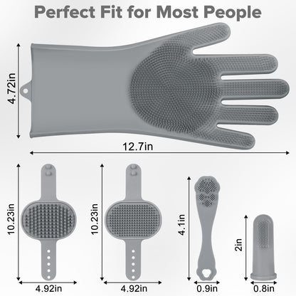 6PCS Pet Grooming Kit for Dogs,Cats and Horses | Dog Washing Gloves | Dog Bath Brush | Dog Bath Gloves | Dog Shampoo Brush | Pet Grooming Gloves | Dog Bath Supplies