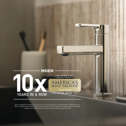 Moen Idora Chrome Two-Handle Centerset Bathroom Sink Faucet with Drain Assembly, 84115