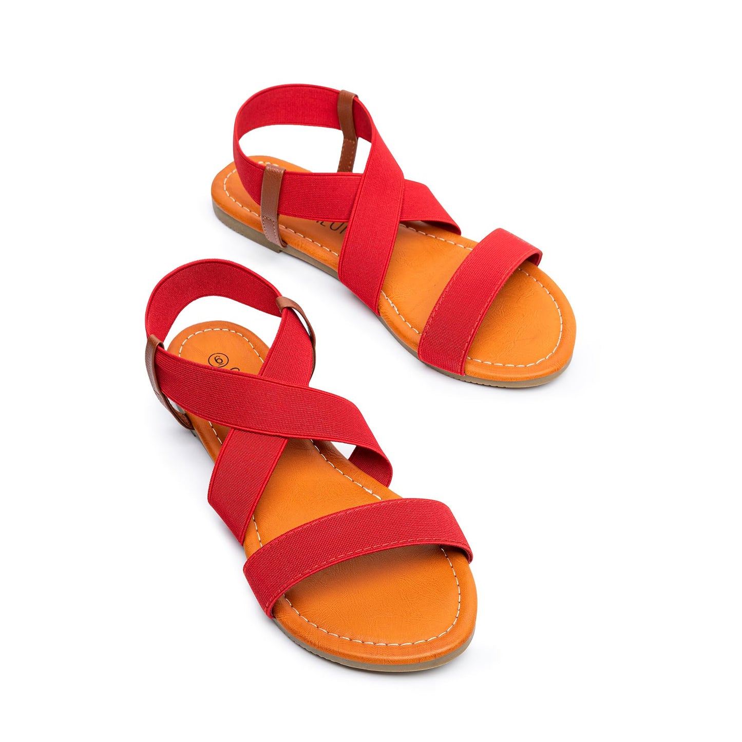 SANDALUP Elastic Ankle Strap Flat Sandals for Women