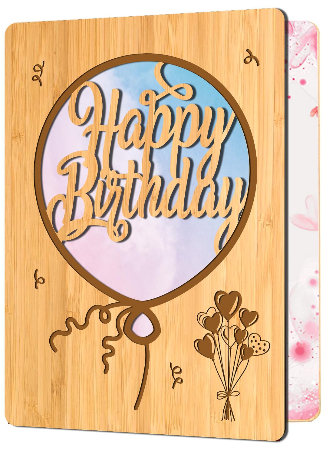 Cartes de vœux en bois de bambou faites à la main avec des cœurs Amour pour femme mari petite amie elle lui amis anniversaire mariage utilisation durable 