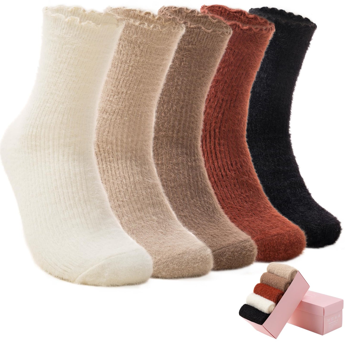 5 Pairs Fuzzy Soft Cozy Comfortable Socks for Women, Casual Sleep Comfy Socks, Perfect Warm Winter Gifts for Women