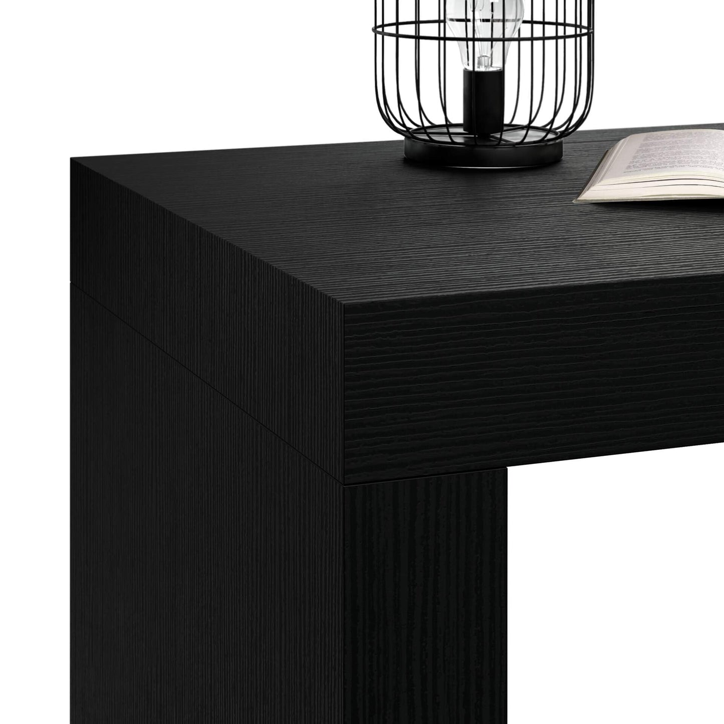 Mobili Fiver, Bureau Evolution 70,9 x 23,6 po, Frêne noir avec un pied, finition stratifiée, bureau moderne, bureau d'écriture et d'étude pour chambre à coucher, bureau, meubles italiens 