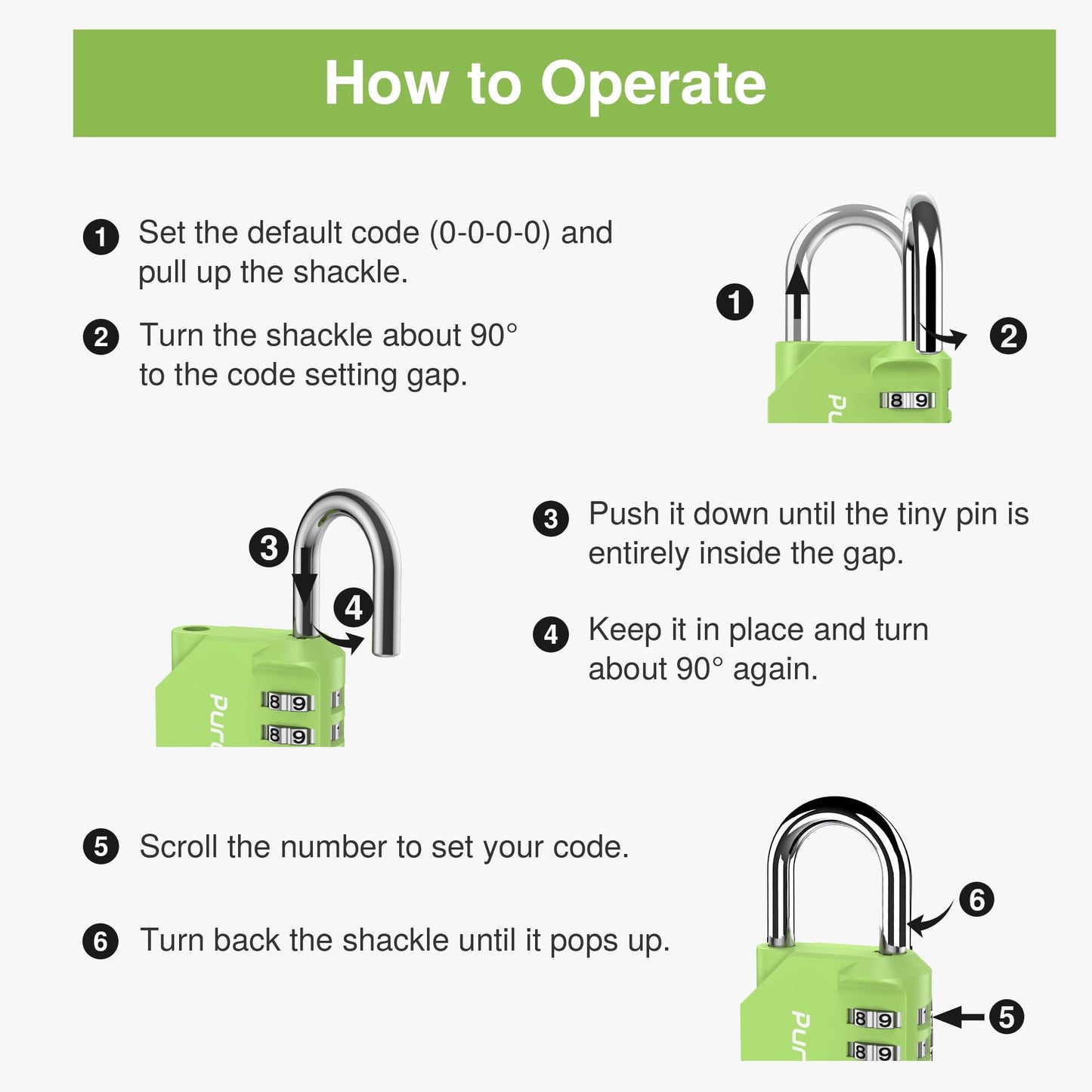 Puroma 4 Pack Combination Lock 4 Digit Locker Lock Outdoor Waterproof Padlock for School Gym Locker, Sports Locker, Fence, Toolbox, Gate, Case, Hasp Storage (Green)