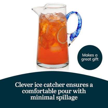 Acapulco Large Glass Pitcher Set of 2 – 89 oz, Clear Tall Bubble Design with Handle