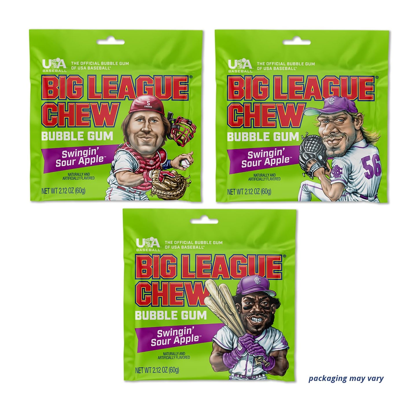 Big League Chew Outta Here Original Bubble Gum – klassischer Ballpark-Geschmack | Perfekt für Baseballspiele, Teams, Imbissbuden, Partys und mehr | Packung mit 12 Beuteln (je 2,12 oz)