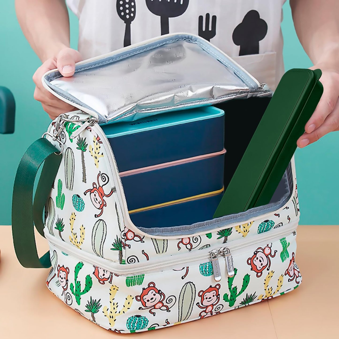 Portable Travel Utensils Set, 18/8 Stainless Steel 3 PCS Cutlery Set Including Knife Fork and Spoon, Reusable Travel Silverware Set with Case for Lunch Box Camping School Office