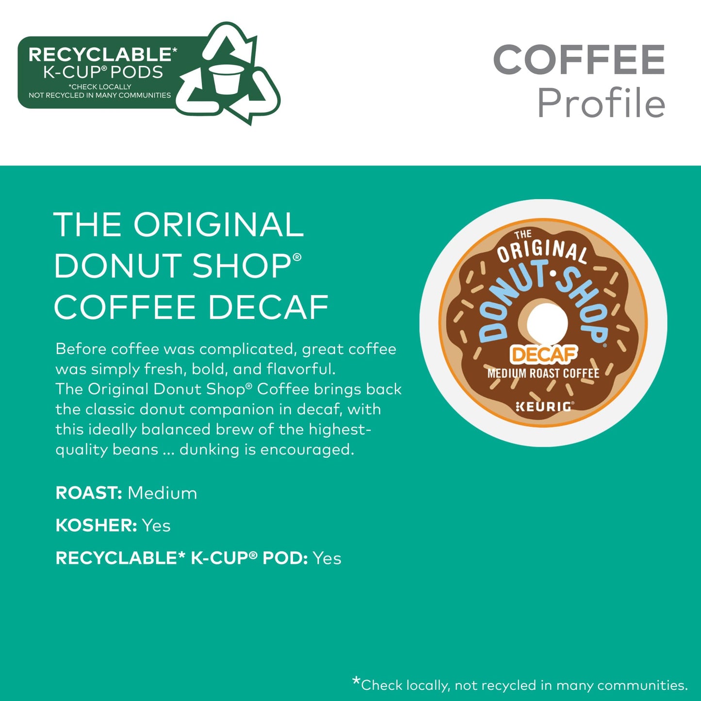 The Original Donut Shop Decaf Keurig Single-Serve K-Cup Pods, Medium Roast Coffee, 48 Count