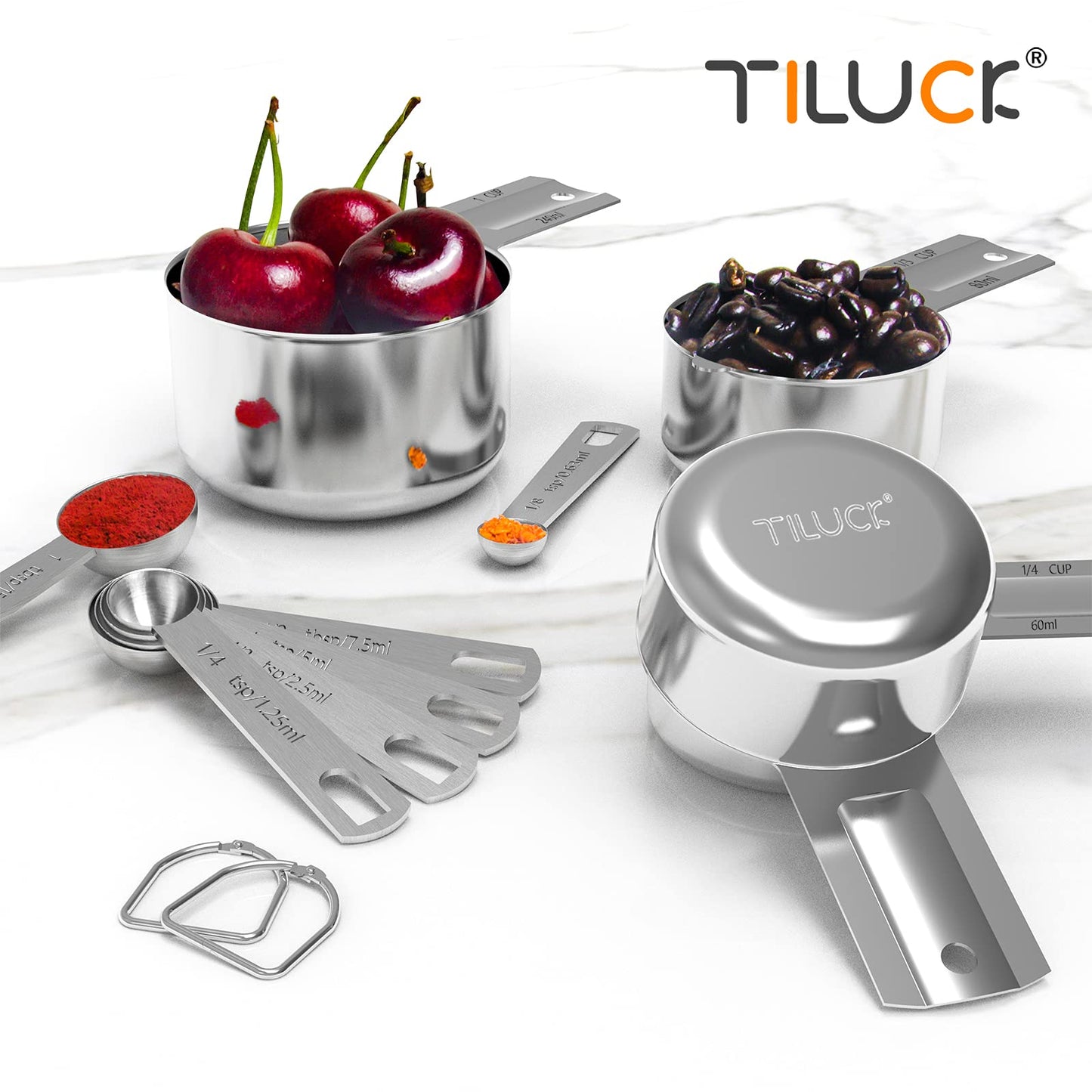 TILUCK Stainless Steel Measuring Cups & Spoons Set