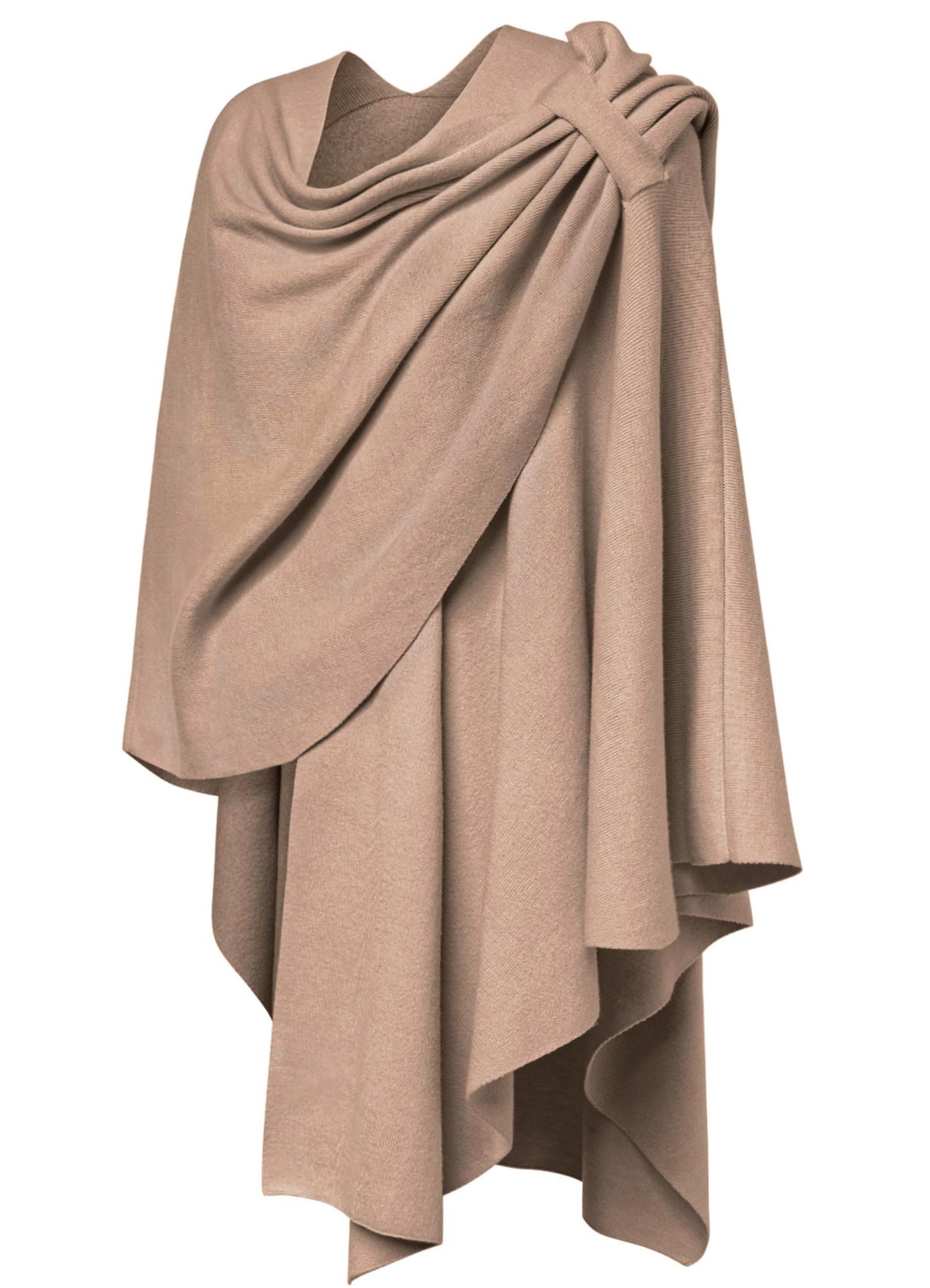 PULI Femmes Grand Poncho Croisé Sur Le Devant Pull Enveloppant Topper Tricoté Élégant Châles Cape pour l'Automne Hiver