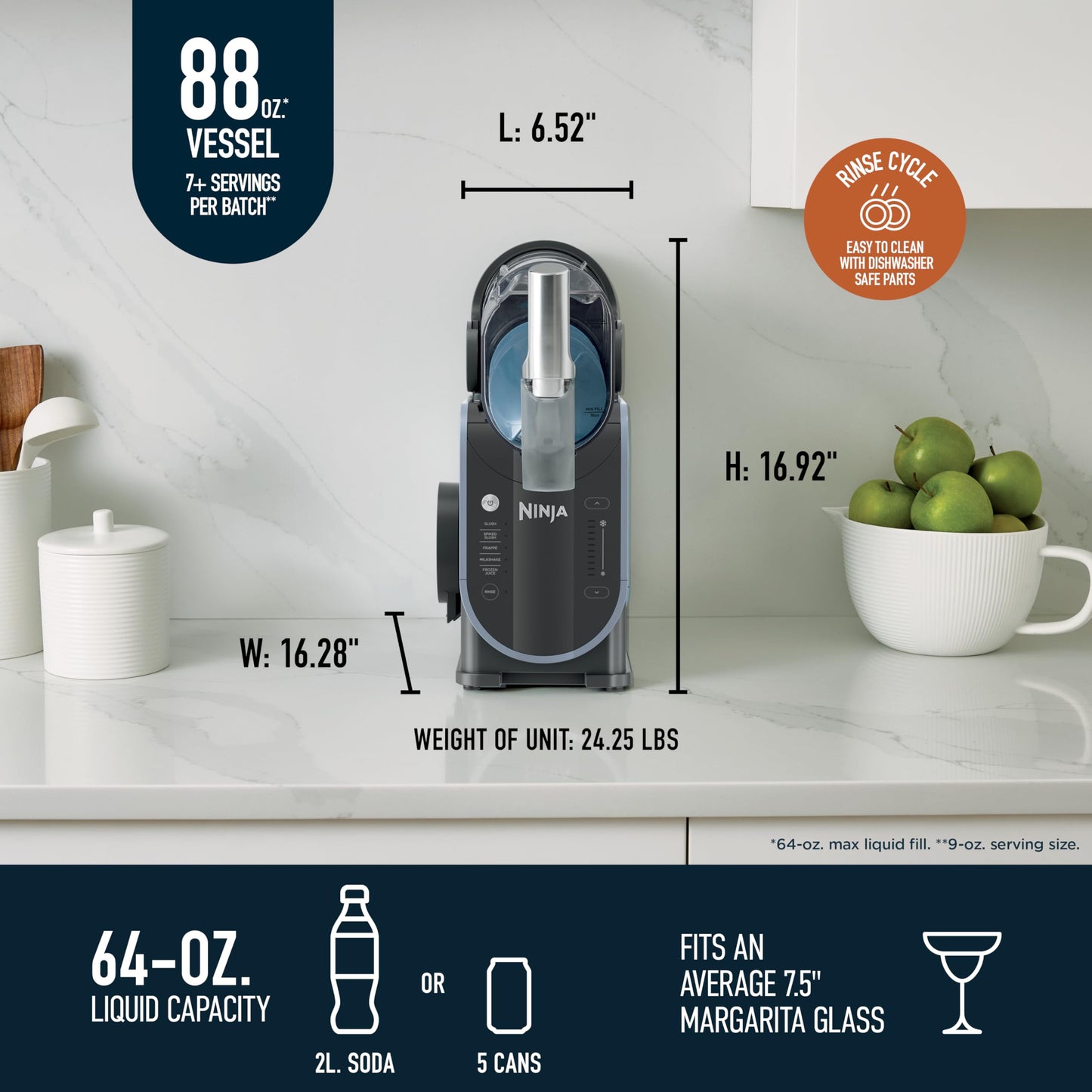 Ninja SLUSHi FS301 Frozen Drink Machine – RapidChill, 88oz, 5 Programs, Black