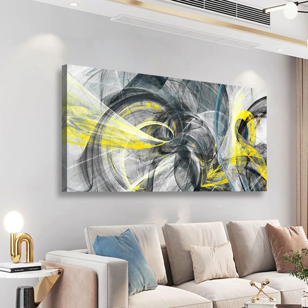 Golden Lotus Pictures Canvas Wall Art for Living room Office Bedroom Wall Decor,Flowers Wall Art Print Paintings Modern Abstract Oil Painting Artwork Waterproof Ready to Hang-20x40inch