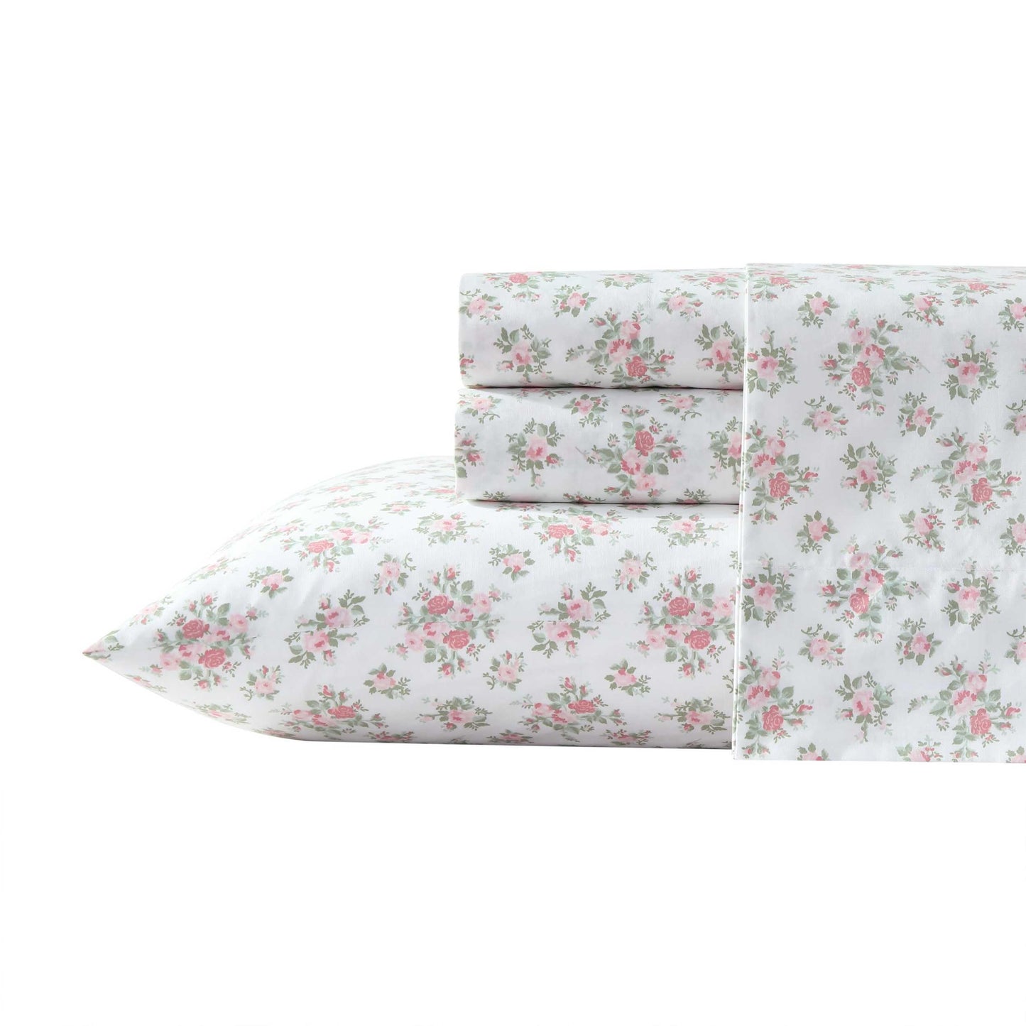 Laura Ashley - Sheet Set, Breathable Cotton Percale Bedding with Matching Pillowcases, Soft Home Decor