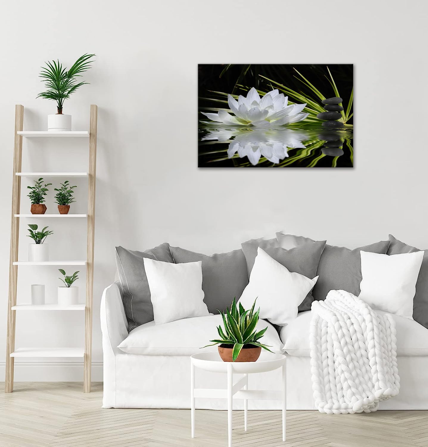 Canvas Prints Art Lotus Floral Pictures Wall Art for Zen Office Decor Meditation Poster Modern Artwork Painting Framed Ready to Hang(12x16inch)