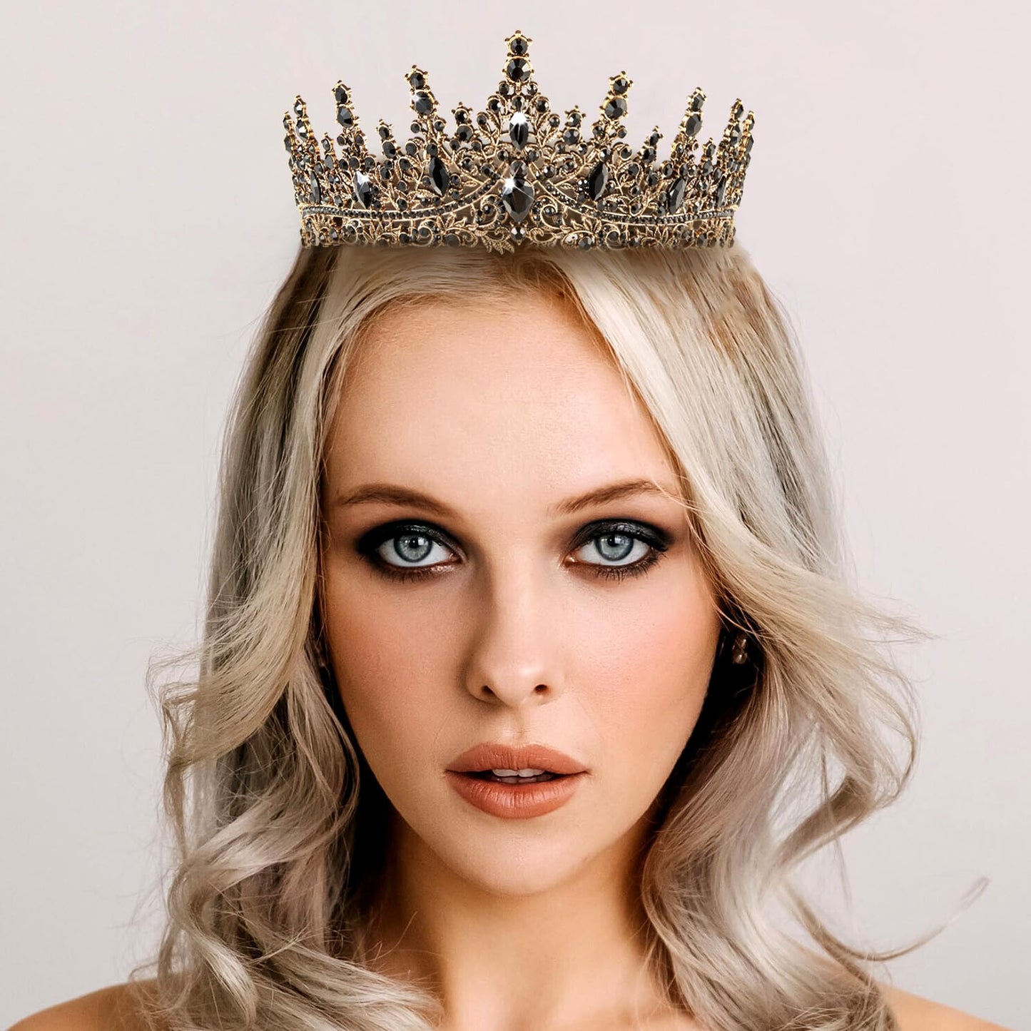 Gold Crown for Women Crystal Princess Tiaras Rhinestone Queen Headband Wedding Bridal Hair Accessories Birthday Prom Pageant Party Coming of Age Ceremony Photo Props