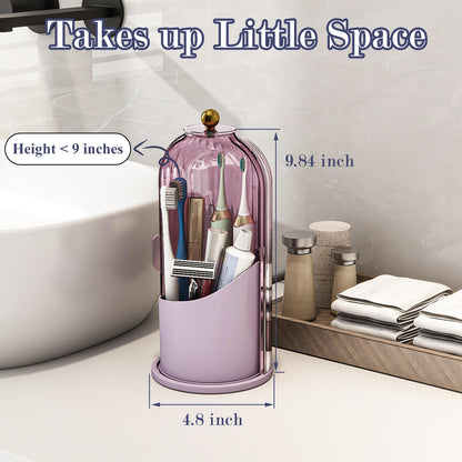 Multi-Use Bathroom Caddy, Dustproof Rotating Organizer with Cover
