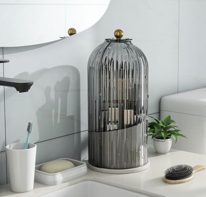 Multi-Use Bathroom Caddy, Dustproof Rotating Organizer with Cover